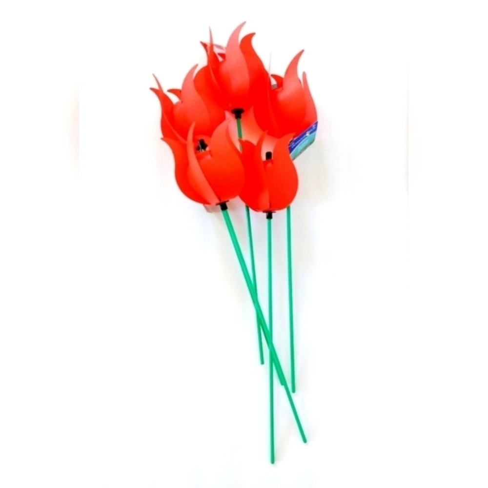 5 piece set Red Tulip Spinner Garden‎ Stakes decorative summer flower pinwheel